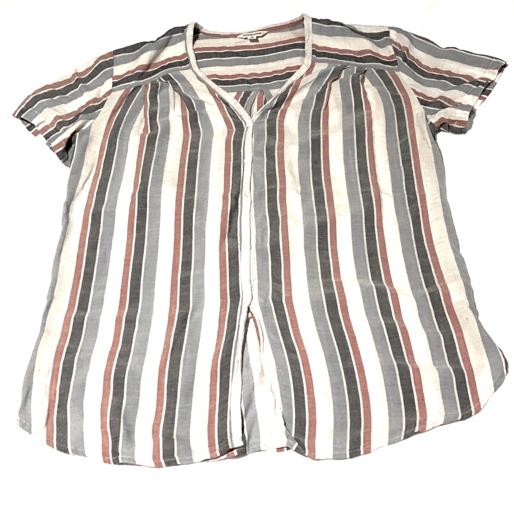WOMENS STRIPED BUTTON-DOWN TOP